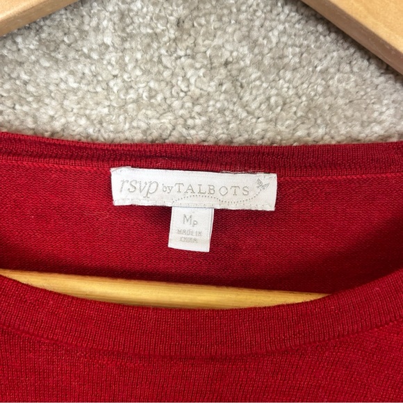 RSVP by Talbots Sweater Womens Medium Petite Red Merino Wool Pullover- 1446* - Picture 7 of 10